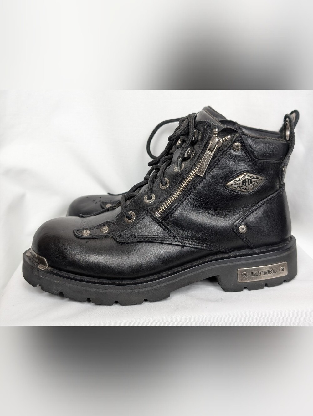 Harley-Davidson Black Leather Motorcycle Biker Boots Women’s 9 - Picture 8 of 16
